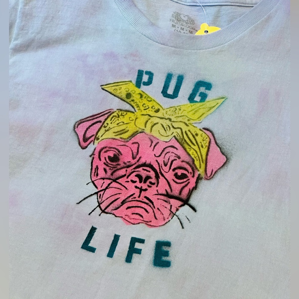 ⚡️Pug Life - Thug Life - funny kids t-shirt tie-dye handmade M
